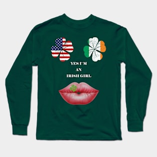 St Patricks Day, Irish American Flag Long Sleeve T-Shirt